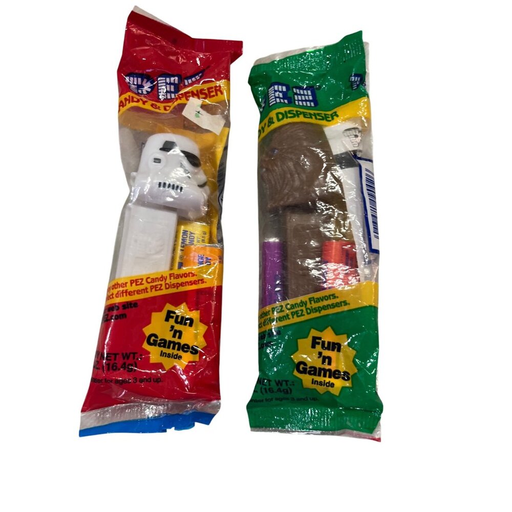 Vintage Star Wars PEZ Candy Dispensers Chewbacca & Stormtrooper Set Of 2 New In